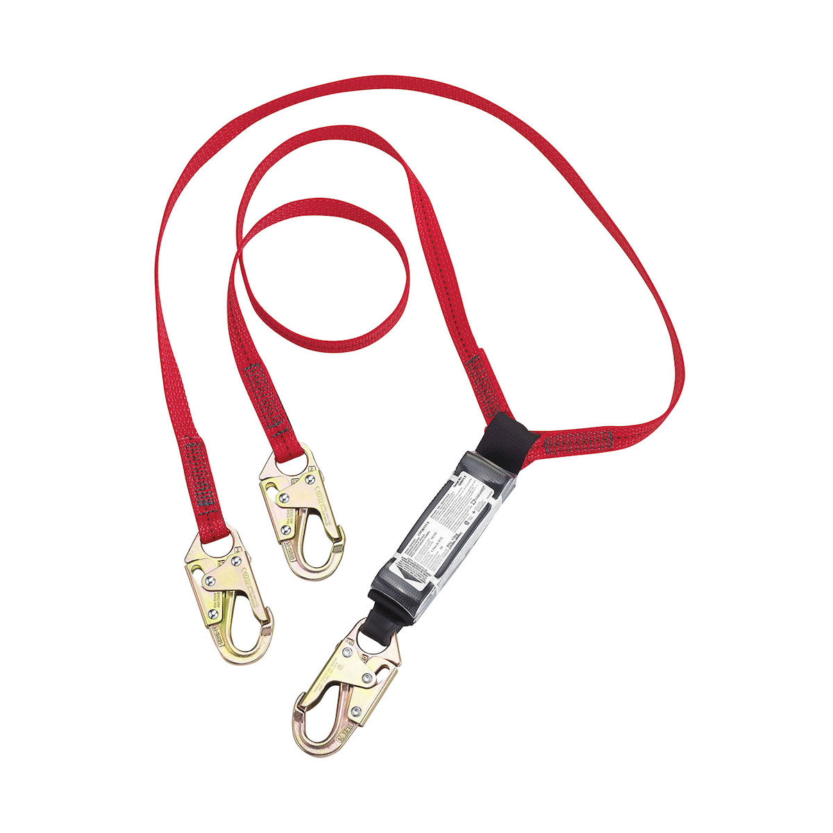 PIP® Dyna-ONE™ Polyester Double-Leg Fixed Y-Lanyard with Energy Absorber and Three Snap Hook Connectors