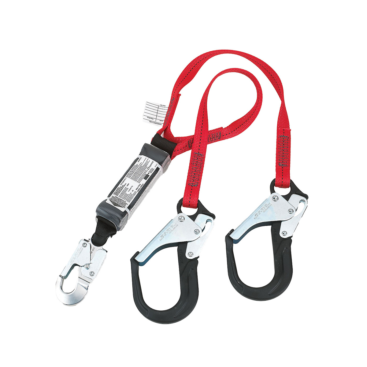 PIP® Dyna-ONE™ Polyester Double-Leg Fixed Y-Lanyard with Energy Absorber and Three Aluminum Snap Hook Connectors