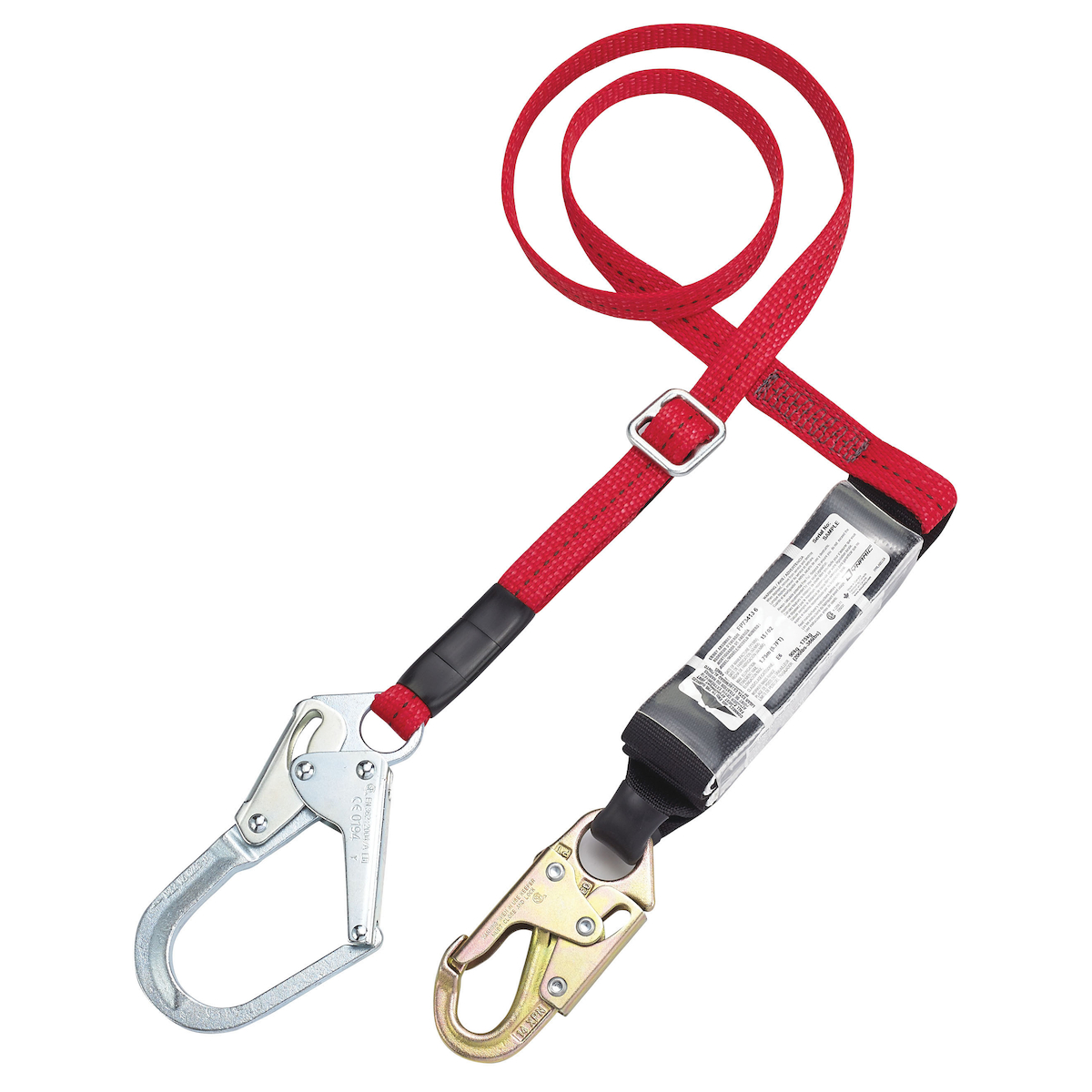 PIP® Dynamic™ Polyester Single-Leg Adjustable Lanyard with Energy Absorber, Snap Hook and Rebar Hook Connectors - 6'